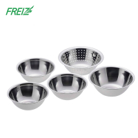 【FREIZ】不鏽鋼調理盆/料理碗超值5件組(4盆1瀝籃)