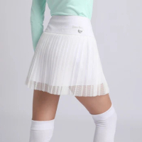 Swan Love Golf Skirt Women Short Skirt Ladies Princess Mesh Skirts Double Layers Sports Skort with Inner Shorts Pants