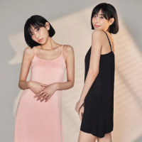 【NEW FORCE】任選-附胸墊BRA無袖細肩帶連身裙-3色可選(Bratop/涼感睡衣/Bra洋裝/連身睡衣/大尺碼/洋裝)