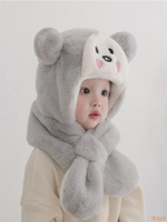 兒童帽子寶寶嬰兒2023新款男孩防風圍巾一體護耳帽秋冬季男童女童