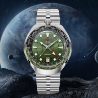 Red Star Bull-Head 100m Diving GMT Mechanical Watches For Seiko NH34 Automatic Movement Calendar Super Luminous Watches For Men