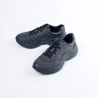 GUCCI Sepatu GUCCI GG RHYTON MONOGRAM BLACK SNEAKER 100% ORIGINAL
