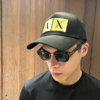 美國百分百【Armani Exchange】鴨舌帽 棒球帽 阿曼尼 AX 帽子 遮陽帽 男帽 黑色 金字 C908