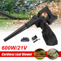 For Home Lawn Garden 21V Cordless Leaf Blower High Power Vacuum Cleaner Air Blower Electric Leaf Blower Brushed Dust Sweeper