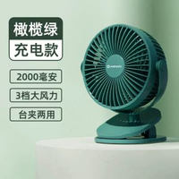 艾美特夾式小風扇學生宿舍USB充電夾扇式BB車辦公桌面
