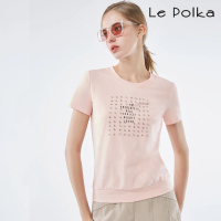 【Le Polka】閃亮縫鑽標語Ｔ恤-女