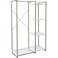 Open Metal Closet Wardrobe, Olive and White WRD-09131 Olive wardrobe storage cabinet home furniture