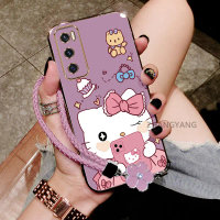 เคสโทรศัพท์, สำหรับ vivo V20 SE, ชุบด้วยไฟฟ้า, กันกระแทก, ขอบตรง, สวยงาม, ลายแมวมือถือน่ารัก, เคสนิ่