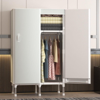 衣櫃簡易組裝加厚鋼管雙人衣櫃布藝出租房用簡約開門式布質衣櫃