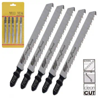 5pcs T101B 100mm High-carbon Steel Woodworking Jig Saw Blade Set Straight for for Fast and Clean Wood Plastic Cutting