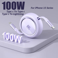 100W USB C To Type C Cable 1M Retractable Data Wire For iPhone Samsung Xiaomi Huawei Type-c To Lightning Fast Charging Cables