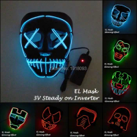 10 Styles Available EL Wire Mask LED Strip Light Mask Glowing Party Mask for Halloween Scary Party Decoration