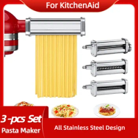 Pasta Maker Attachment for Kitchenaid 3-Piece Set Including Pasta Sheet Roller, Fettuccine Cutter, Spaghetti Cutter