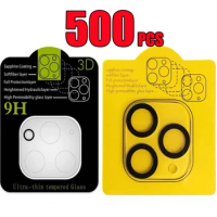 500pcs 9H Full Coverage Film Camera Lens Back 2.5D Tempered Glass Screen Protector For iPhone 15 Pro Max 14 Plus 13 Mini 12 11