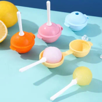 Silicone Lollipop Shape Ice Cream Mold Ice Pops Mold with Stick Portable Cute Popsicle Mould Baby DIY Ice Ball Maker New
