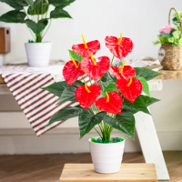 53cm Artificial Monstera Leaves Home Plastic Palm Fronds Fake Anthurium Greenery Tree Big Herb Plant For Garden Outdoor Decor