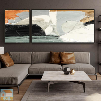 橫幅抽象簡約現代客廳裝飾畫北歐藝術大幅組合墻畫沙發背景墻掛畫