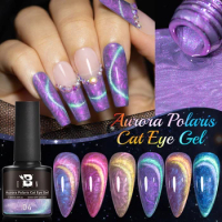 BOZLIN 7.5ML Aurora Polaris Cat Eye Gel Gold Colorful Sequins Semi Permanent Soak Off Two Colors Cat Eyeliner Effect Nail Art Ge