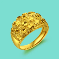Women's 925 Silver 24k Gold Ring Vintage Jewelry Gold Ring Free Adjustment