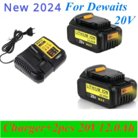 2023 for DeWalt 20V 12.0Ah Replacement Tool Battery Max 20V 5A 20Volt DCB184 DCB181 DCB182 DCB200 18650Battery + 3A Charger
