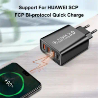 30W USB Type C Charger Quick Charge 3.0 For IPhone 14 Samsung Xiaomi 3 Port Multi Plug Wall Mobile Phone Fast Charging Adapter