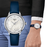 TISSOT天梭 官方授權 Odaci-T系列 真鑽優雅腕錶 禮物推薦 畢業禮物 33mm/T1332101611600