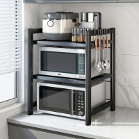置物櫃 置物架 廚房微波爐置物架烤箱架子家用臺面桌面雙層可伸縮電飯鍋收納支架