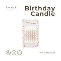 Lilin Happy Birthday Stick Candle Black Gold, White Gold X-1 WHITE DOT