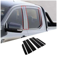 For Ford Ranger 2023 Car Center Pillar Decoration Sticker PC Black Exterior Protection Accessories 6Pcs