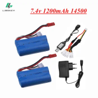 7.4V 1200mAh 14500 Li-ion Battery and Charger For Remote control helicopters cars boats trains water bullet guns toy accessory