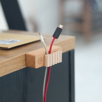 木質理線器創意桌面固線器束線數據線收納線整理固定胡桃木櫸木紋