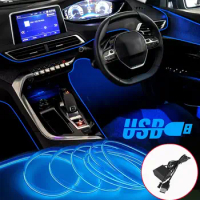 Car LED Strip Lights 9.8FT Flexible EL Cable Lighting Kits Auto Interior Atmosphere Wire Strip Lights Accessories Drop Shipping