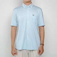 Kemeja LACOSTE GREEN POCKET CHECK LIGHT BLUE SHIRT 100% ORIGINAL Size 42