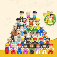 Single Action Figures Blocks Toy Family Mom Girls Police Model Building Block Compatible Big Figures Doll Toys for Children Baby