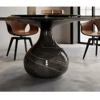 Natural marble round table luxury villa model creative Italian minimalist dining table private custom dining table