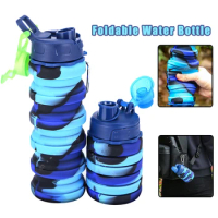 Collapsible Silicone Water Bottle Foldable Sports Water Cups with Carabiner Fitness Kettle Portable Outdoors Travel Drinking Cup