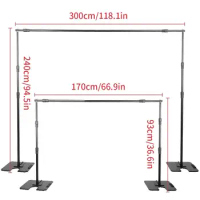 SH 2.4X3M Light Iron Plate Background Frame System Kit Background Stand Photo Backdrop Support Studio Light Tripod Picture Canva