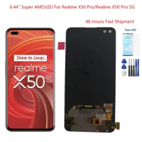 6.44" Super AMOLED For Realme X50 Pro LCD Display ScreenTouch Panel Digitizer Replacement Part For Realme X50 Pro 5G Screen