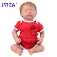 IVITA WG1507RH 46Cm 3.2Kg 100% Full Body Silikon Realistis Mata Tertutup Reborn Boneka Bayi dengan Pakaian Bebe Natal mainan