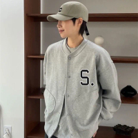 【AMERO】男裝 女裝 刷毛棒球風外套(男裝 女裝 刷毛棒球風外套 刺繡英文字 情侶裝)