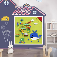 磁性積木墻黑板墻家用兒童積木玩具磁力涂鴉墻貼二合一 摩可美家