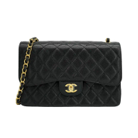 【CHANEL 香奈兒】Jumbo 金雙C Coco 粒紋牛皮斜背包(A58600-黑)