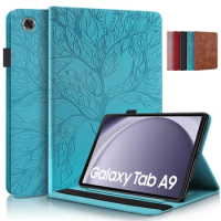 Tablet Funda For Samsung Galaxy Tab A9 Case 8.7" Embossed Tree Flip Wallet Stand Case For Galaxy Tab A9 8.7 SM X110 X115 Cover