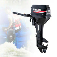 12HP Outboard Brushless Motor 2-Stroke Fishing Boat Engine Tiller Control with CDI Ignition Water Cooling 169CC 5500r/min