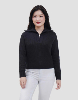 Nevada Flat Knit Half Zipper Sweater Crop Wanita 123637995