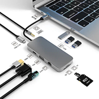 【YOLU】十合一 Type-C 多功能擴充HUB轉接器 PD快充 筆電傳輸集線器 HDMI轉接線 USB3.0轉接頭