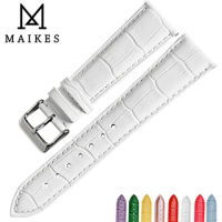 MAIKES Good quality watchbands white 14 16 18 20 22mm watch strap genuine leather watch band case for Tissot watch bracelet