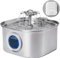 Stainless Steel Cat Water Fountains 3.2L with Water Level Window & 2 FiltersUltra Quiet Cat Fountain