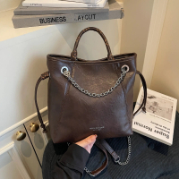 Casual Large Capacity Backpack Niche Design Chain Fashion Handbag Large Capacity Commuter Color Bloc