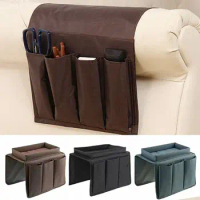 Non-Slip 4 Pockets Storage Bag Foldable Space Saver Sofa Handrail Tray Oxford Cloth Large Capacity Couch Table Top Holder